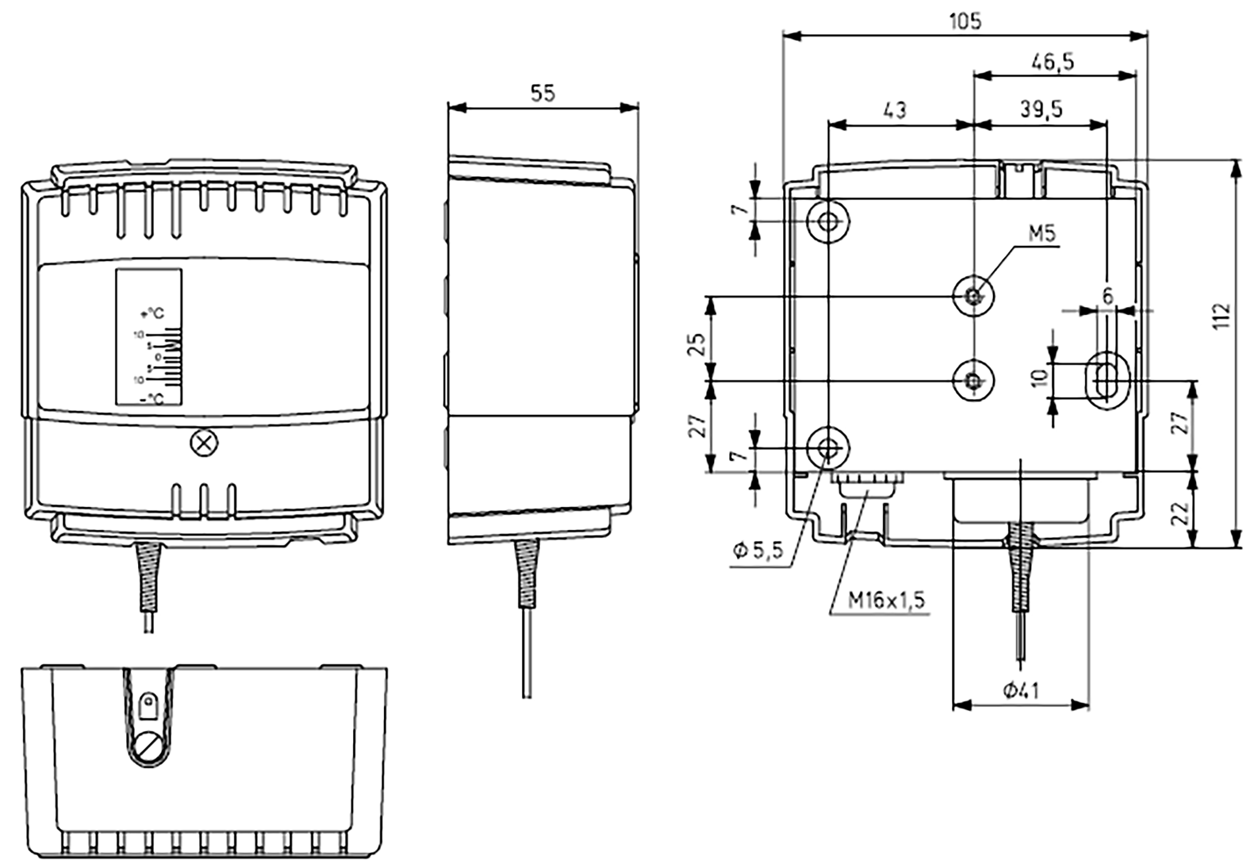 Images Dimensions - K-FST1 fagyvédelmi termosztát - Systemair