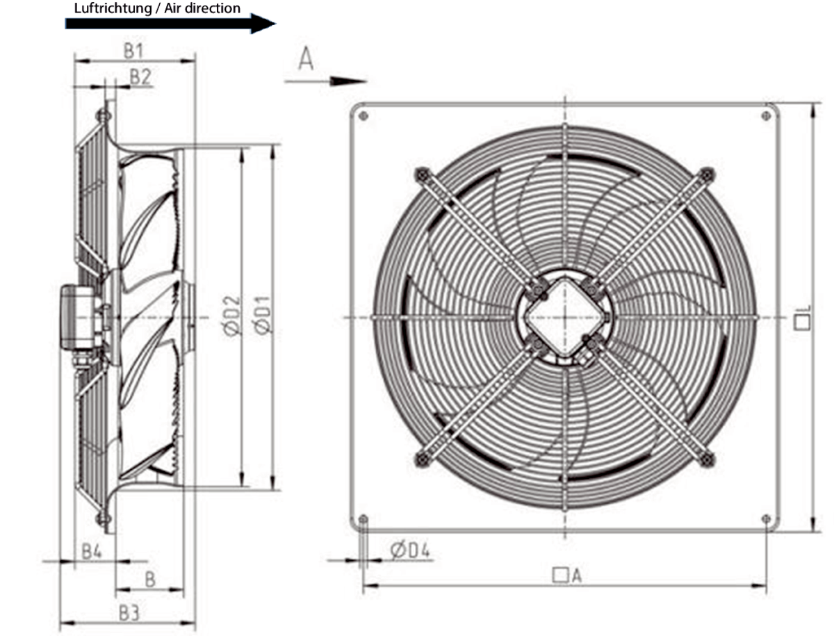 Images Dimensions - AW 350E4 sileo Axial fan - Systemair
