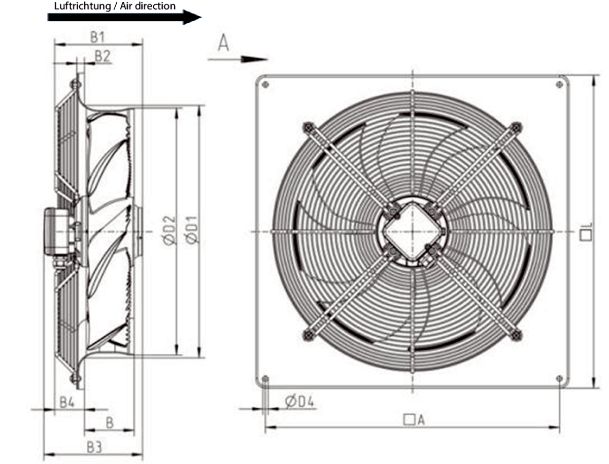 Images Dimensions - AW 350E4-K sileo Ventilateur - Systemair