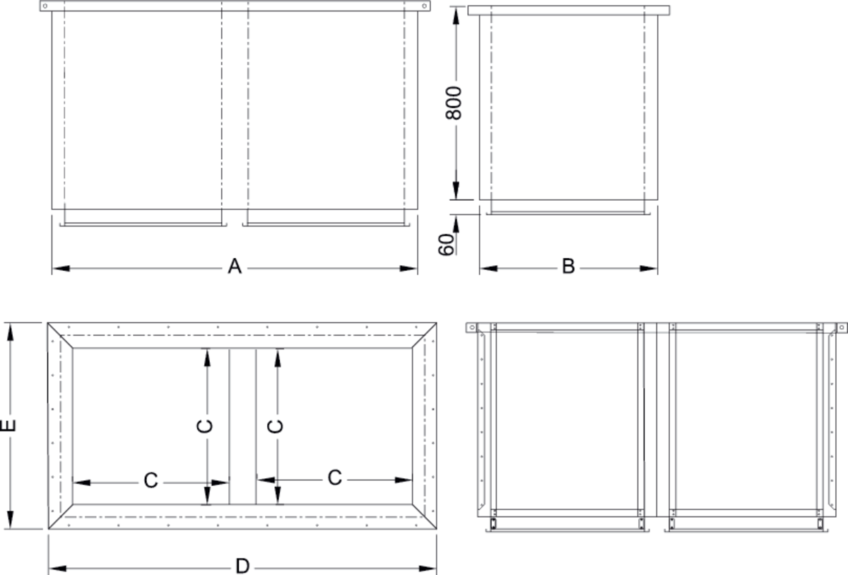 Images Dimensions - CTTG 300 Roof curb - Systemair