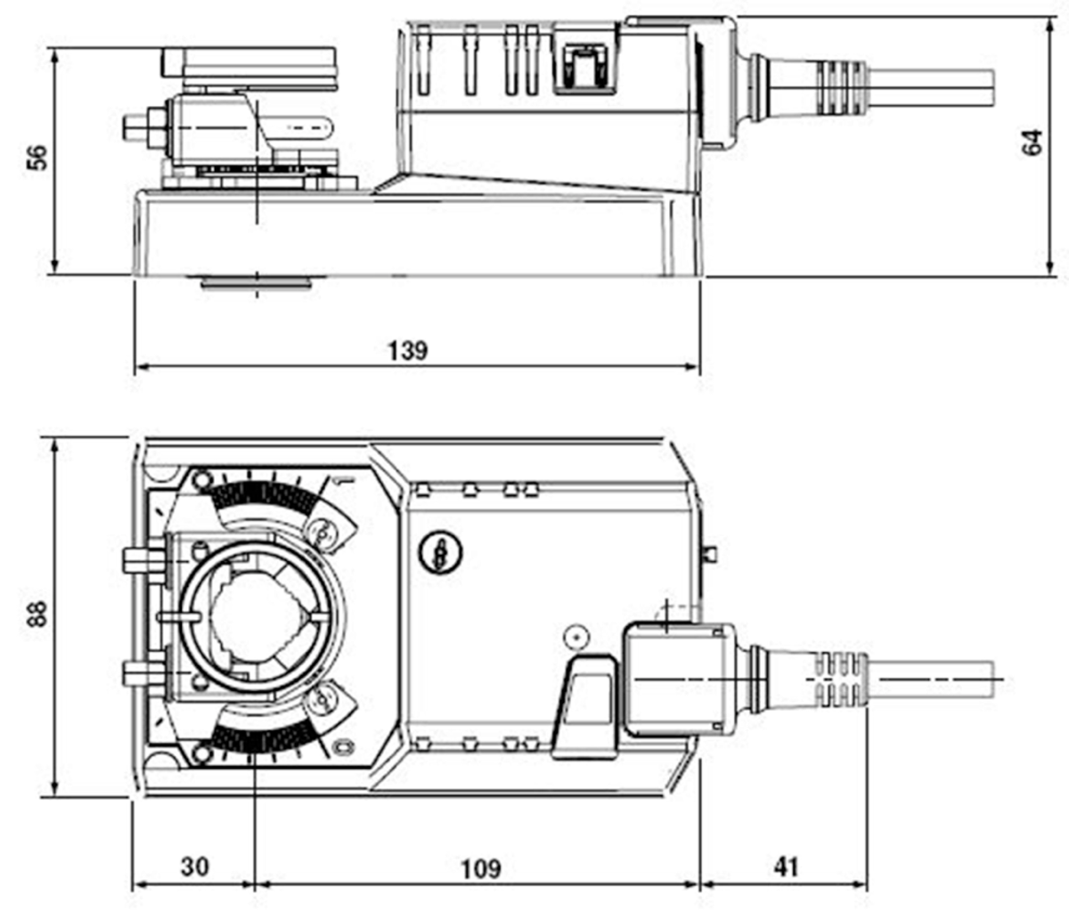 Images Dimensions - SM24A Damper actuator SYS - Systemair